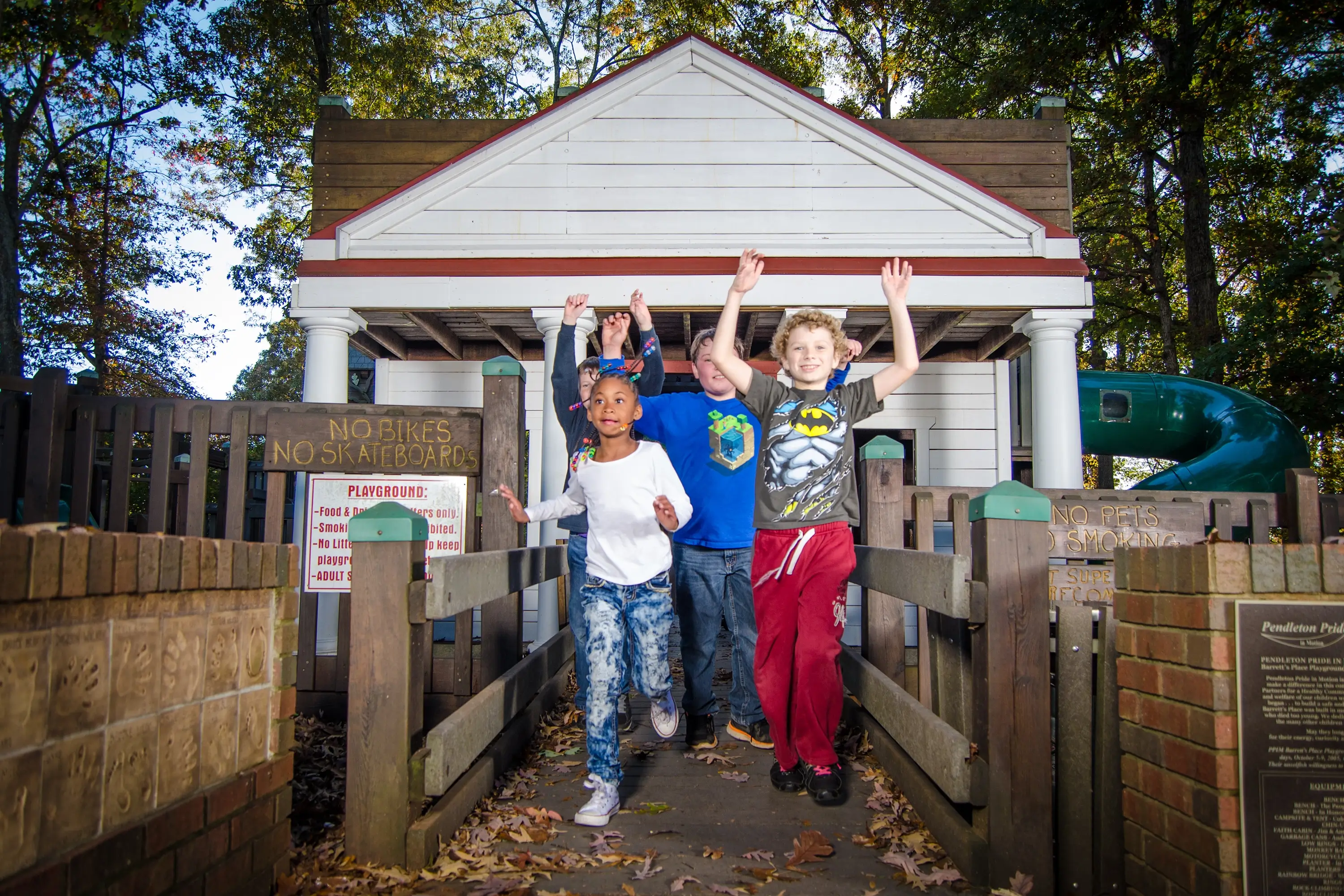 Kids walking out of a playground